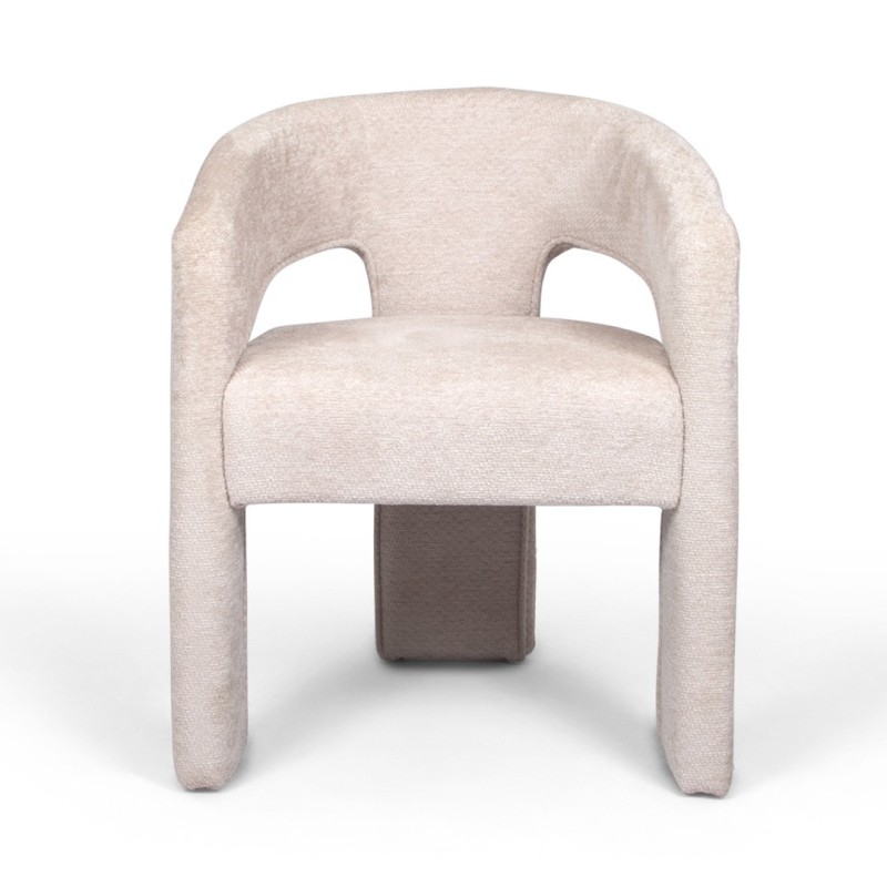 Scaun dining Jena, metal, poliester, boucle, alb, H.75 cm, MIFU000186-WH