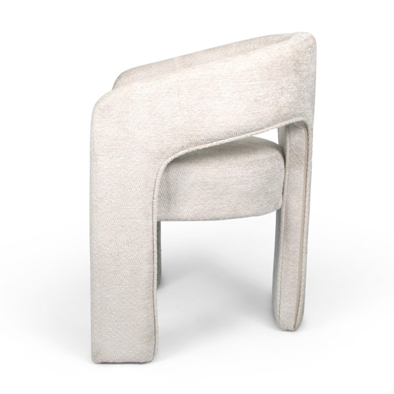 Scaun dining Jena, metal, poliester, boucle, alb, H.75 cm, MIFU000186-WH