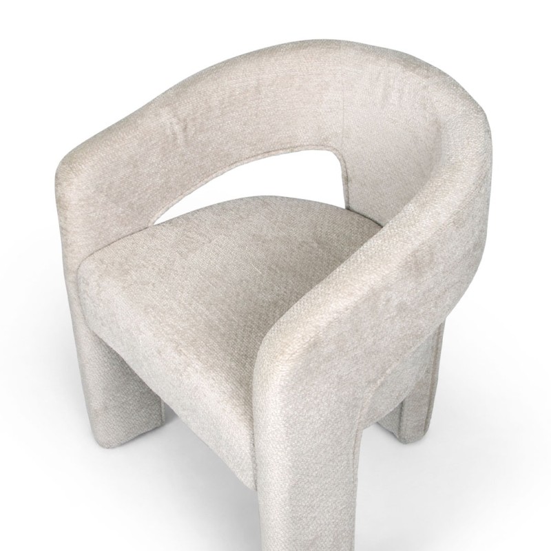 Scaun dining Jena, metal, poliester, boucle, alb, H.75 cm, MIFU000186-WH