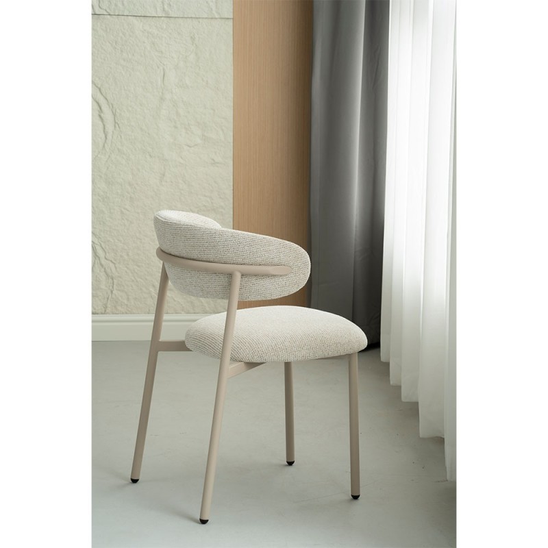 Scaun dining Hamina, metal, poliester, bej, H.79 cm, MIFU000188-BG