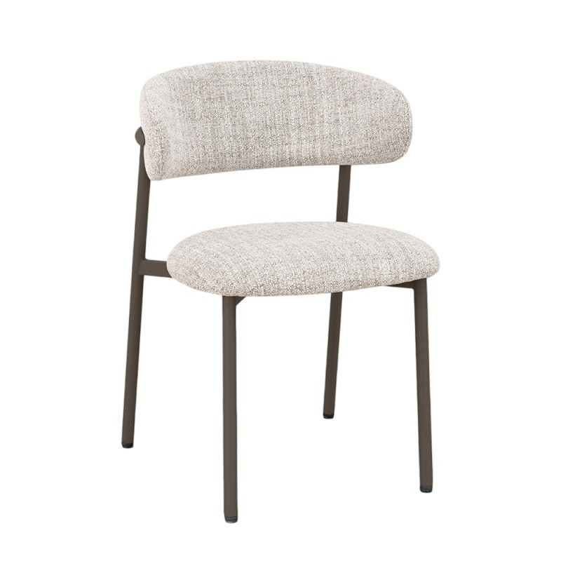 Scaun dining Hamina, metal, poliester, maro/gri, H.79 cm, MIFU000188-LGY