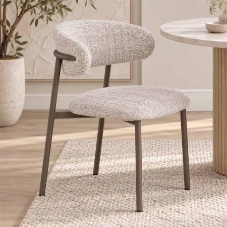 Scaun dining Hamina, metal, poliester, maro/gri, H.79 cm, MIFU000188-LGY