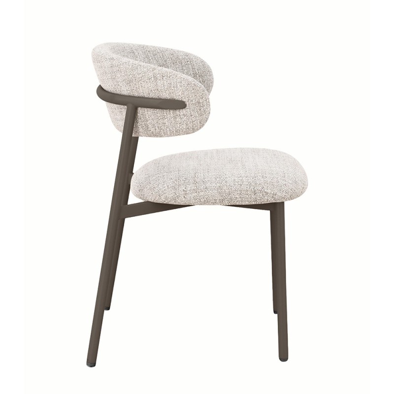 Scaun dining Hamina, metal, poliester, maro/gri, H.79 cm, MIFU000188-LGY
