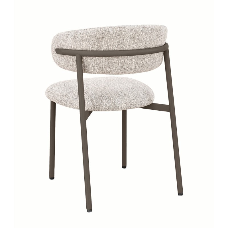 Scaun dining Hamina, metal, poliester, maro/gri, H.79 cm, MIFU000188-LGY