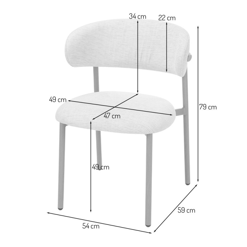 Scaun dining Hamina, metal, poliester, maro/gri, H.79 cm, MIFU000188-LGY