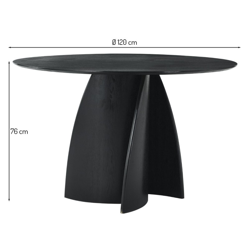 Masa dining Kerava, MDF, neagra, D.120 cm, MIFU000189-BK
