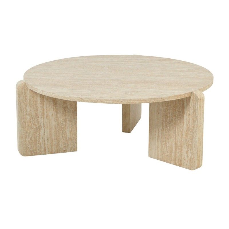 Masuta de cafea Ulvila, MDF, aspect travertin, bej, D.80 cm, MIFU000190-SD
