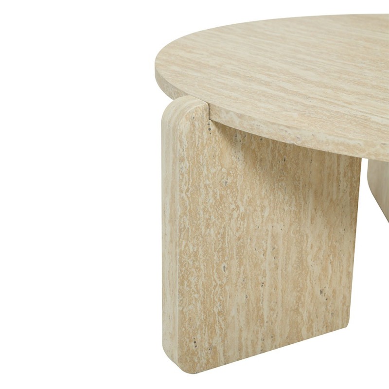 Masuta de cafea Ulvila, MDF, aspect travertin, bej, D.80 cm, MIFU000190-SD