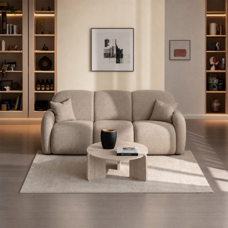 Masuta de cafea Ulvila, MDF, aspect travertin, bej, D.80 cm, MIFU000190-SD