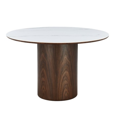 Masa dining Somero, MDF, ceramica, maro/alb, D.120 cm, MIFU000191-BR