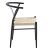 Scaun dining Baku, metal, ratan, negru, H.71 cm, MIFU000193-WOOD