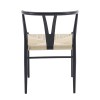 Scaun dining Baku, metal, ratan, negru, H.71 cm, MIFU000193-WOOD