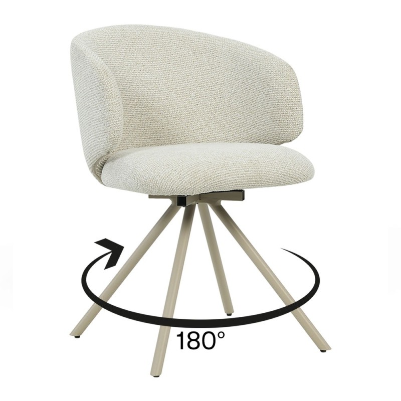 Scaun dining Astara, metal, poliester, bej, H.77 cm, MIFU000194-BG