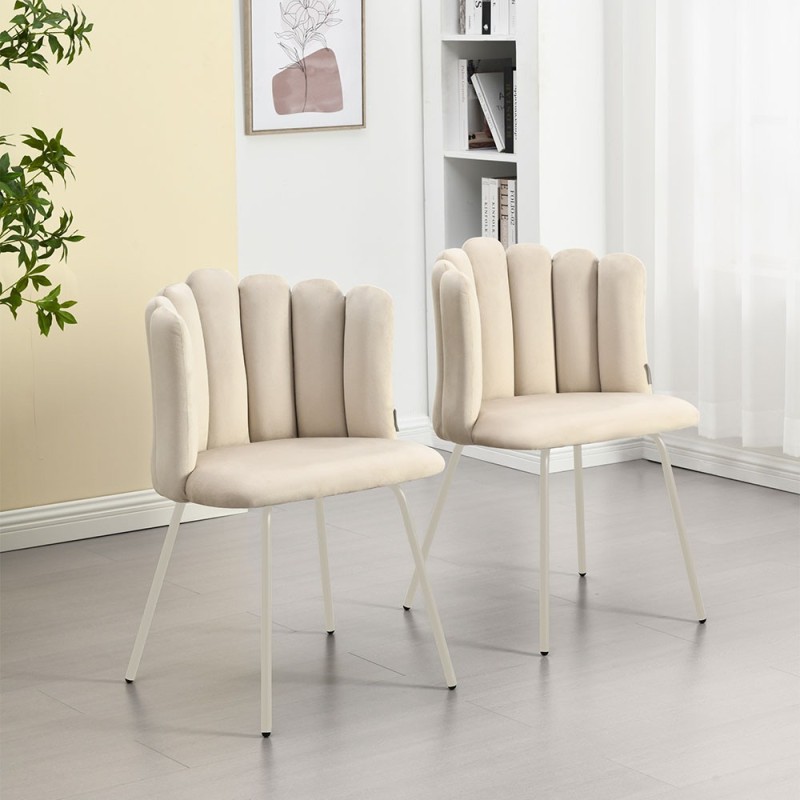 Scaun dining Julfa, metal, poliester, bej, H.81 cm, MIFU000195-BG