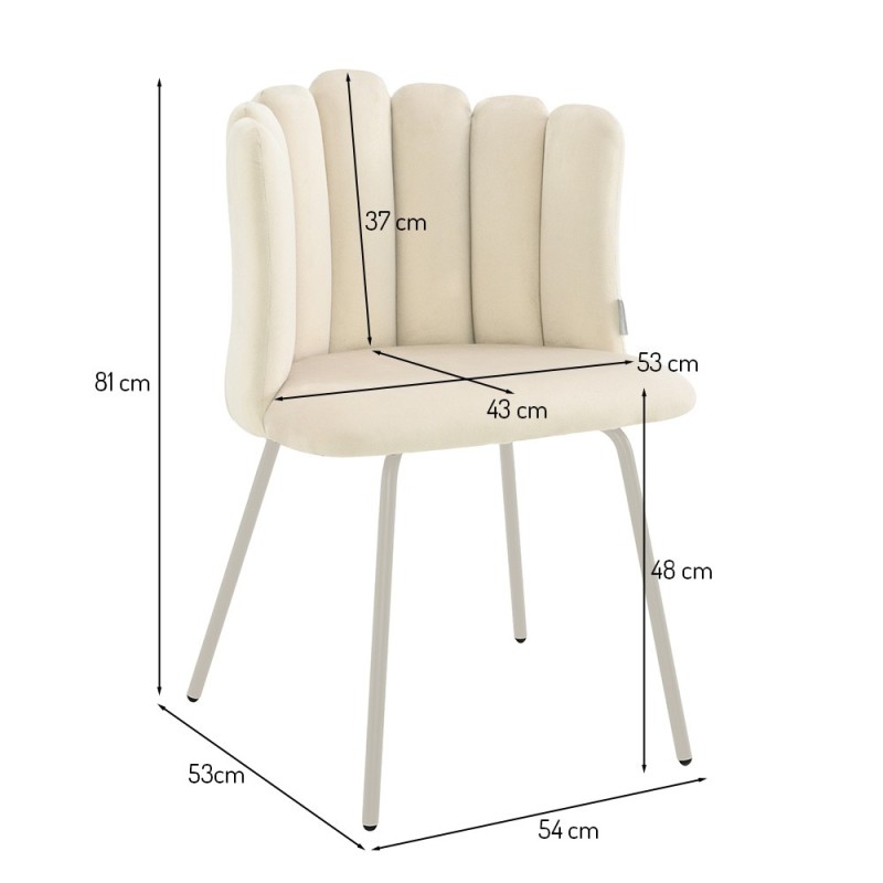 Scaun dining Julfa, metal, poliester, bej, H.81 cm, MIFU000195-BG