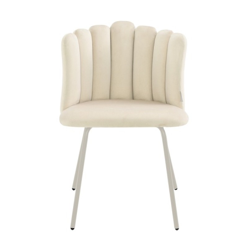 Scaun dining Julfa, metal, poliester, bej, H.81 cm, MIFU000195-BG