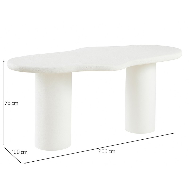 Masa dining Utena, MDF, alba, L.200 cm, MIFU000197-WH