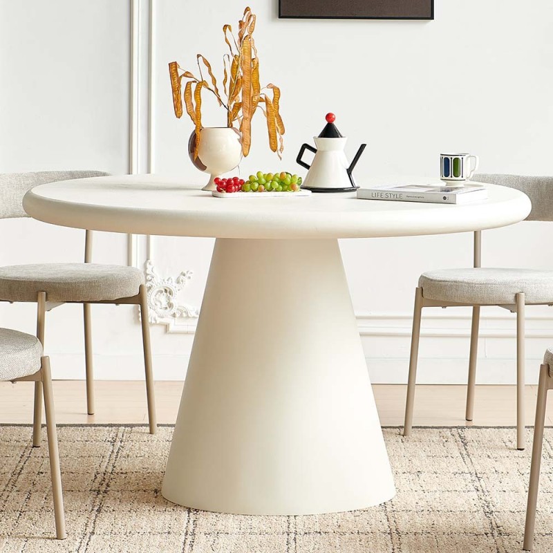 Masa dining Venta, MDF, alba, D.130 cm, MIFU000198-WH