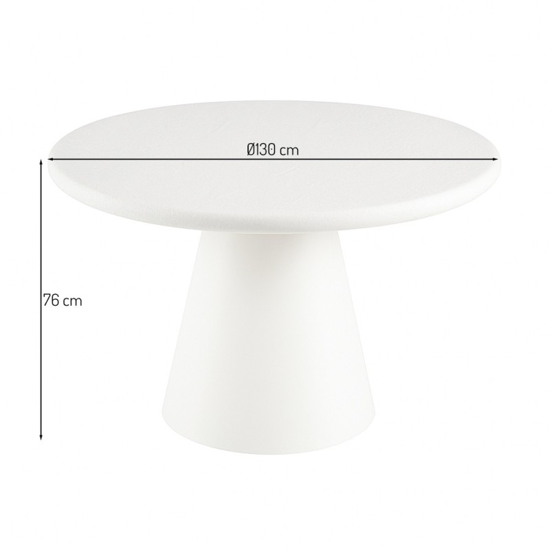 Masa dining Venta, MDF, alba, D.130 cm, MIFU000198-WH