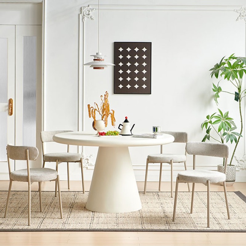 Masa dining Venta, MDF, alba, D.130 cm, MIFU000198-WH