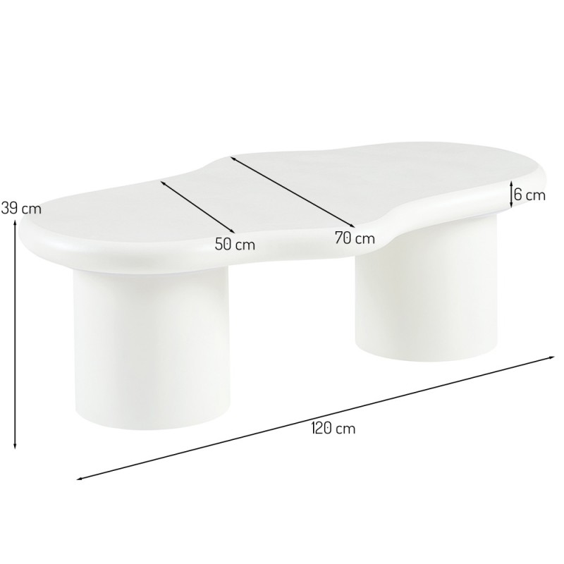 Masuta cafea Utena, MDF, alb mat, L.120 cm, MIFU000199-WH