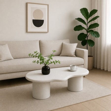 Masuta cafea Utena, MDF, alb mat, L.120 cm, MIFU000199-WH