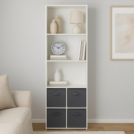 Biblioteca Galway, MDF, alba, H.180 cm, MIFU000201-WH