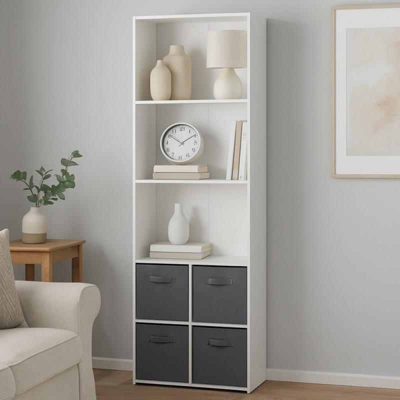 Biblioteca Galway, MDF, alba, H.180 cm, MIFU000201-WH