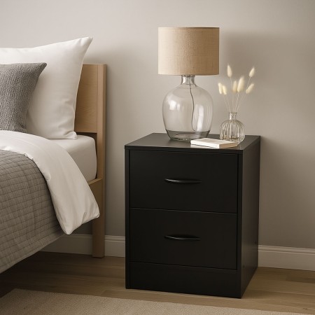 Noptiera Navan, MDF, neagra, H.52 cm, MIFU000202-BK