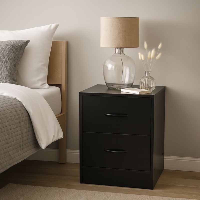 Noptiera Navan, MDF, neagra, H.52 cm, MIFU000202-BK