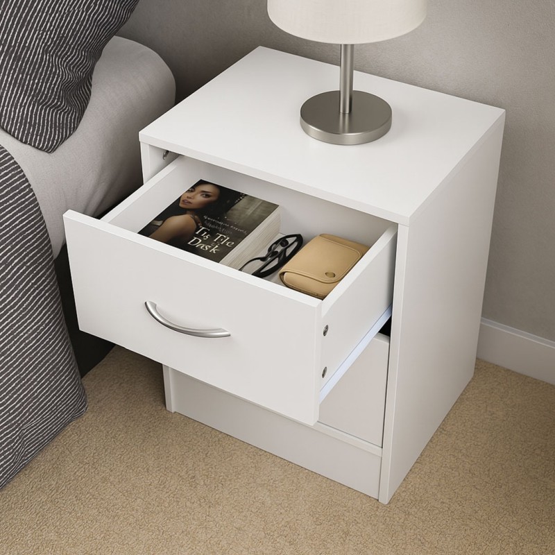 Noptiera Navan, MDF, alba, H.52 cm, MIFU000202-WH