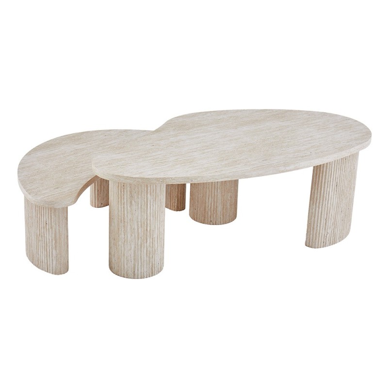 Set 2 masute de cafea Versailles, MDF, aspect travertin, bej, L.120 cm, MIFU000211-BG