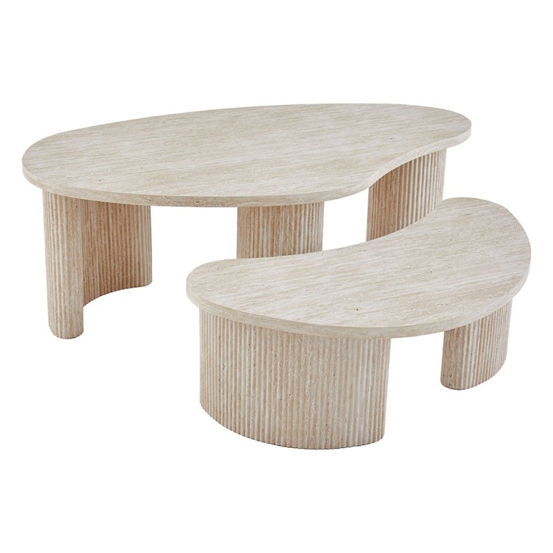 Set 2 masute de cafea Versailles, MDF, aspect travertin, bej, L.120 cm, MIFU000211-BG