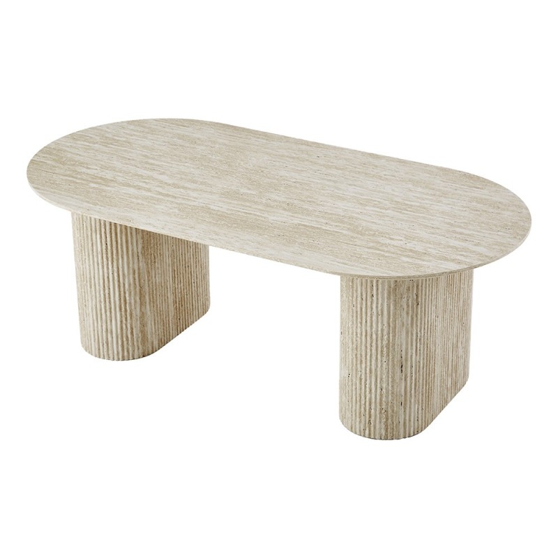 Masuta cafea Calais, MDF, aspect travertin, bej, L.120 cm, MIFU000212-BG