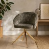 Scaun dining Ruse, metal, poliester, maro/auriu, H.80 cm, MIFU000213-BR
