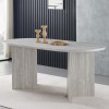 Masa dining Kavarna, MDF, aspect travertin, gri deschis, L.180 cm, MIFU000216-LGY