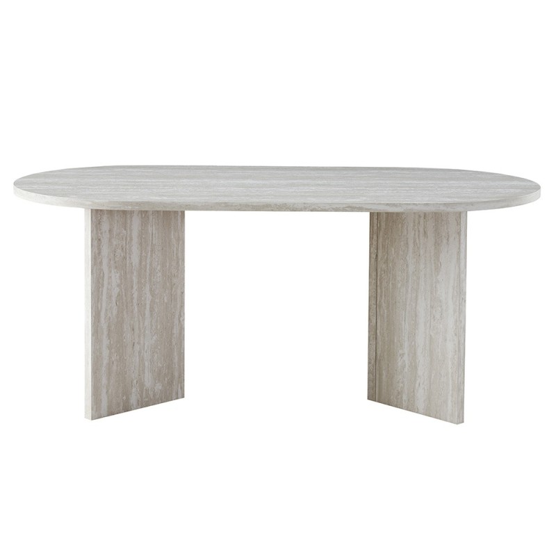 Masa dining Kavarna, MDF, aspect travertin, gri deschis, L.180 cm, MIFU000216-LGY
