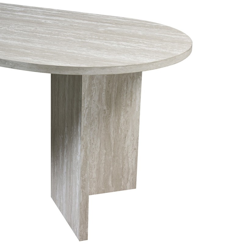 Masa dining Kavarna, MDF, aspect travertin, gri deschis, L.180 cm, MIFU000216-LGY