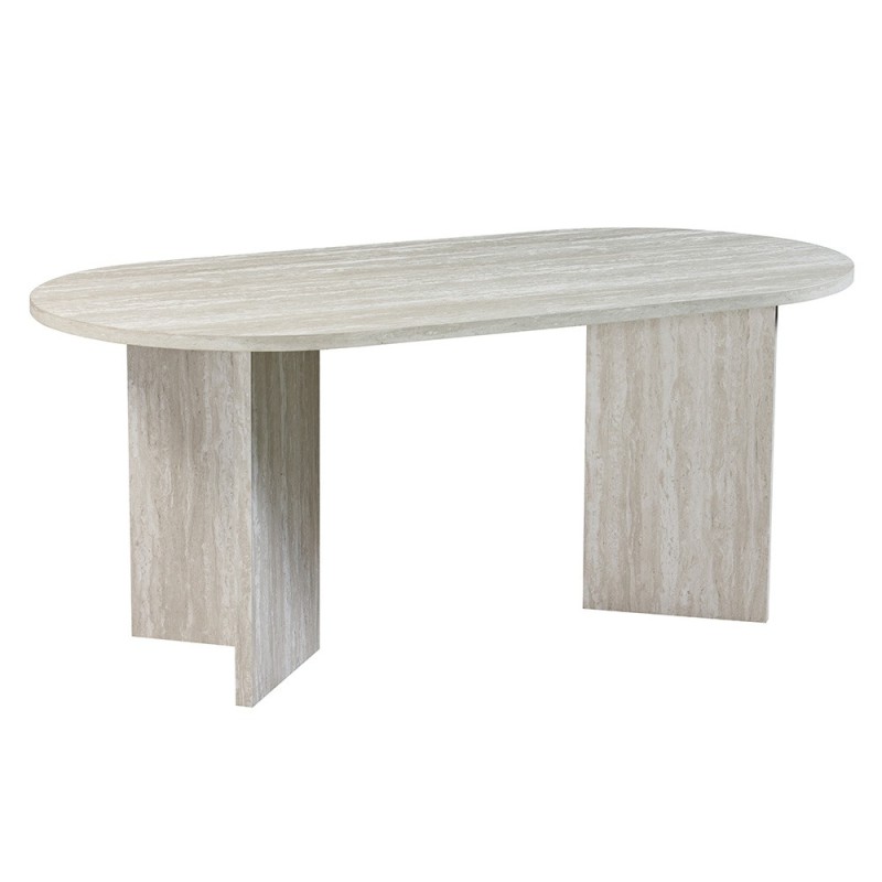 Masa dining Kavarna, MDF, aspect travertin, gri deschis, L.180 cm, MIFU000216-LGY