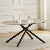 Masa dining Mezdra, metal, ceramica, aspect travertin, bej, L.180 cm, MIFU000217-BG