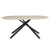 Masa dining Mezdra, metal, ceramica, aspect travertin, bej, L.180 cm, MIFU000217-BG