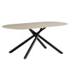 Masa dining Mezdra, metal, ceramica, aspect travertin, bej, L.180 cm, MIFU000217-BG