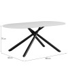Masa dining Mezdra, metal, ceramica, aspect marmura, alba, L.180 cm, MIFU000217-WH