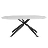 Masa dining Mezdra, metal, ceramica, aspect marmura, alba, L.180 cm, MIFU000217-WH