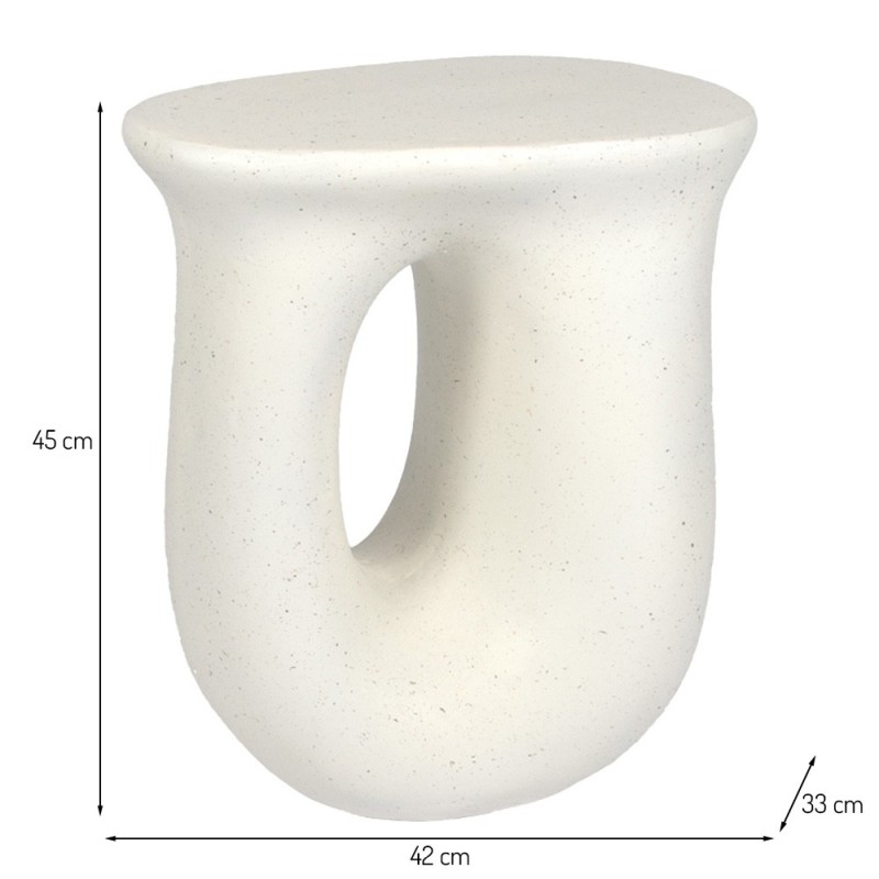 Masuta laterala Burrel, compozit terrazzo, alba, H.45 cm, MIFU000218-WH