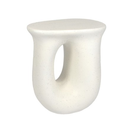 Masuta laterala Burrel, compozit terrazzo, alba, H.45 cm, MIFU000218-WH