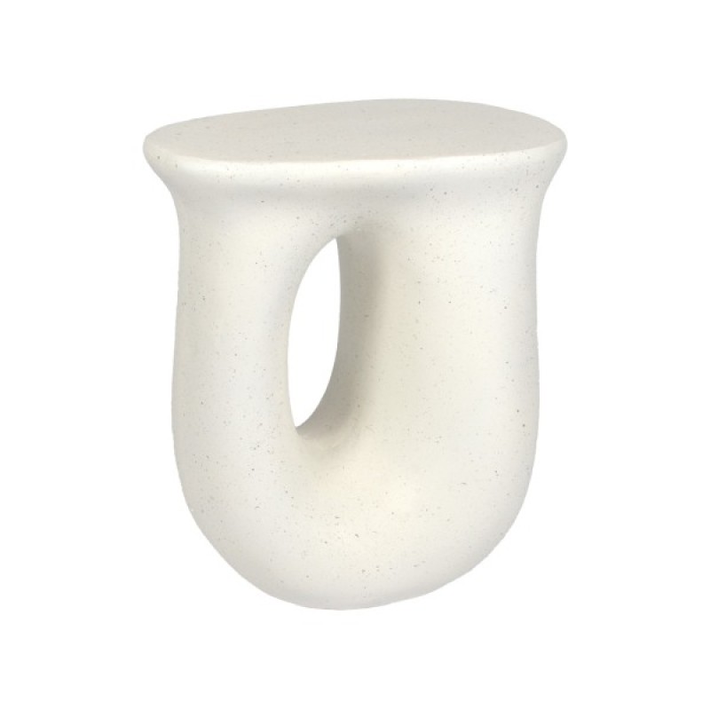Masuta laterala Burrel, compozit terrazzo, alba, H.45 cm, MIFU000218-WH