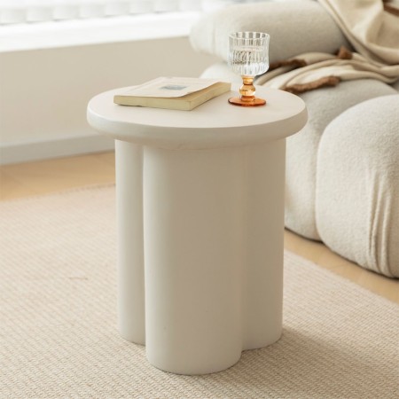 Masuta laterala Vejle, compozit, aspect piatra, bej, D.40 cm, MIFU000219-SD