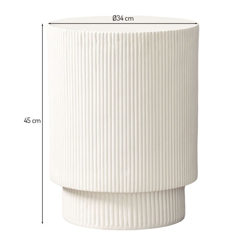 Masuta laterala Haslev, compozit, alba, D.34 cm, MIFU000223-BG