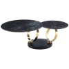 Masuta de cafea rotativa Liverno, metal, piatra sinterizata, aspect marmura, neagra, L.80 cm, MIFU000225-BK